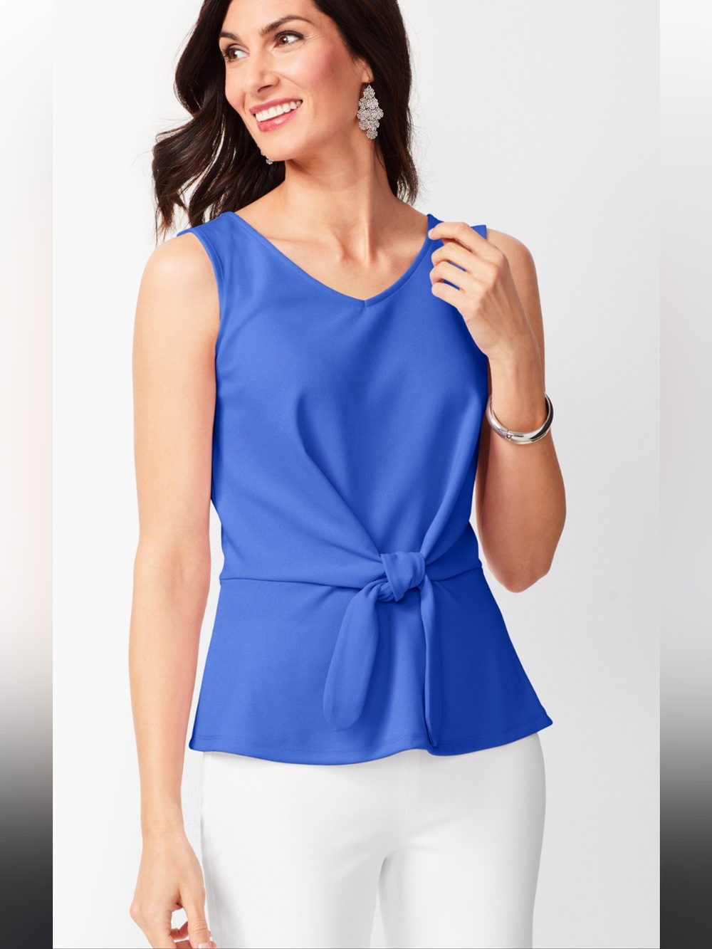 Talbots Tie Front Shell Top - Blue